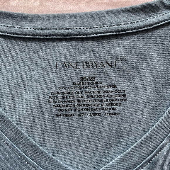 Lane Bryant Earth & Flower Printed Women's Tee, V-Neck, Blue/Teal, 26/28 - Picture 6 of 11